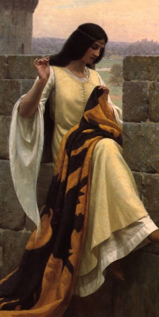 Edmund Blair Leighton Stitching the Standard